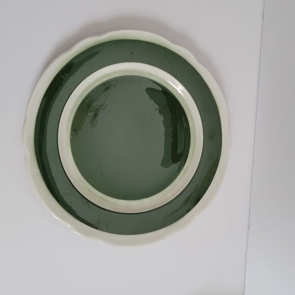 Jackson Custom China Green & White Platter 10" - Picture 1 of 5